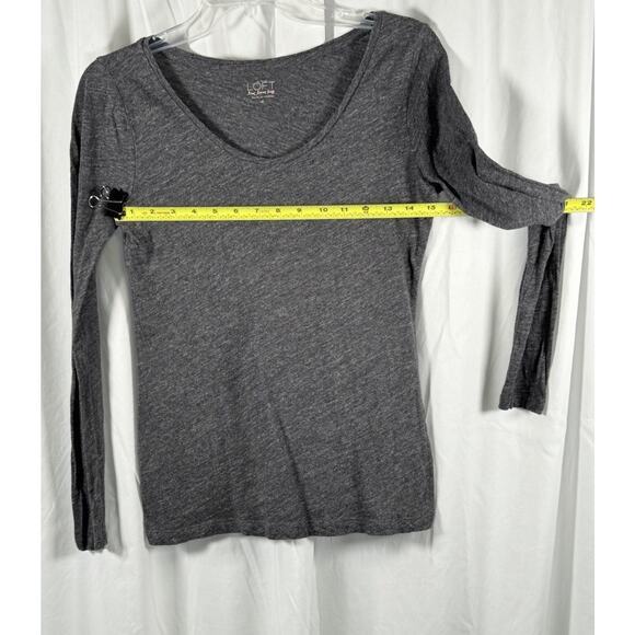 Ann Taylor Loft Cotton Scoop Neck Long Sleeves T-Shirt Heather Gray XS 86-27 - Picture 5 of 12